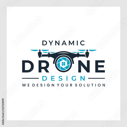 Drone Logo Design Vector Template, Colorful Lens Camera