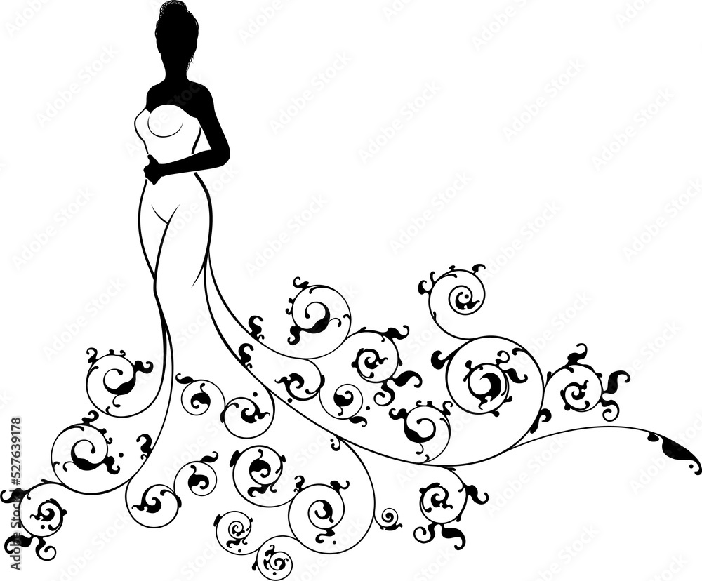 Obraz premium Bride Silhouette Wedding Design