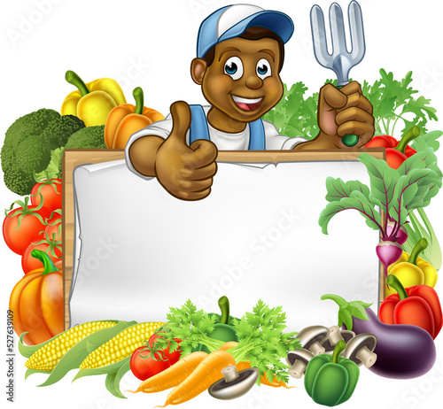 Cartoon Black Gardener Vege...