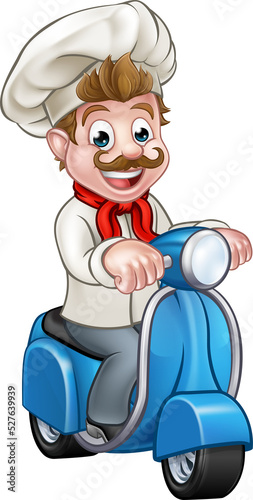 Cartoon Delivery Moped Scoo...