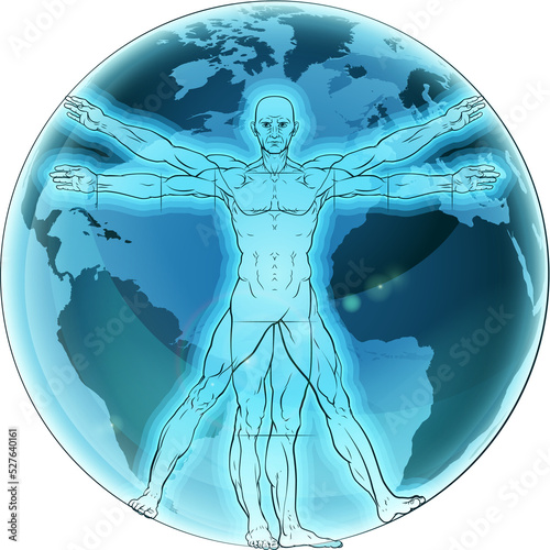 Vitruvian Man Earth Globe W...