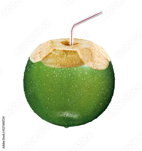 Coco verde com canudo - água de coco verde photo