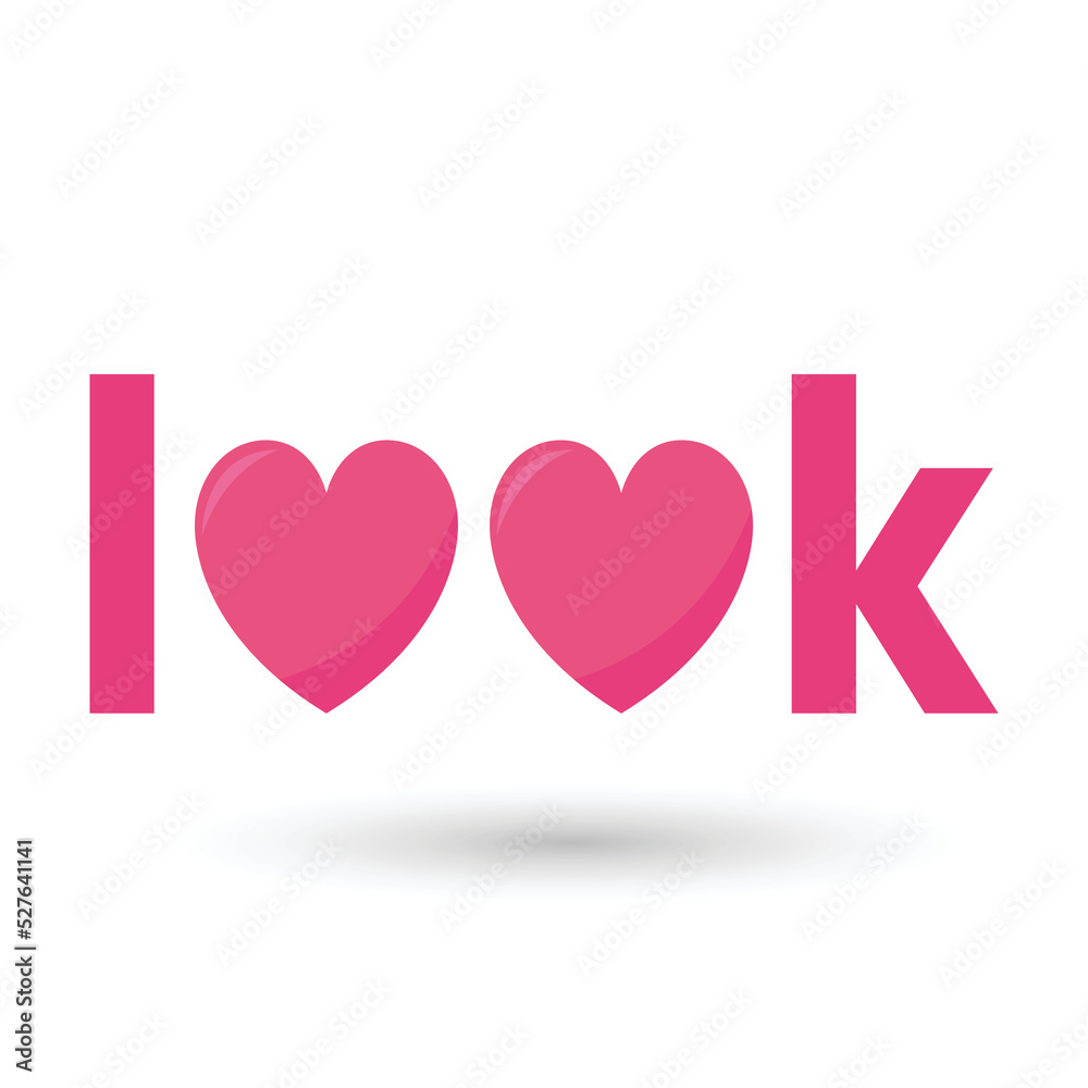 Look Lettering Logo Design With Hearts In The Middle Look Lettering Logo Design With Hearts In The Middle