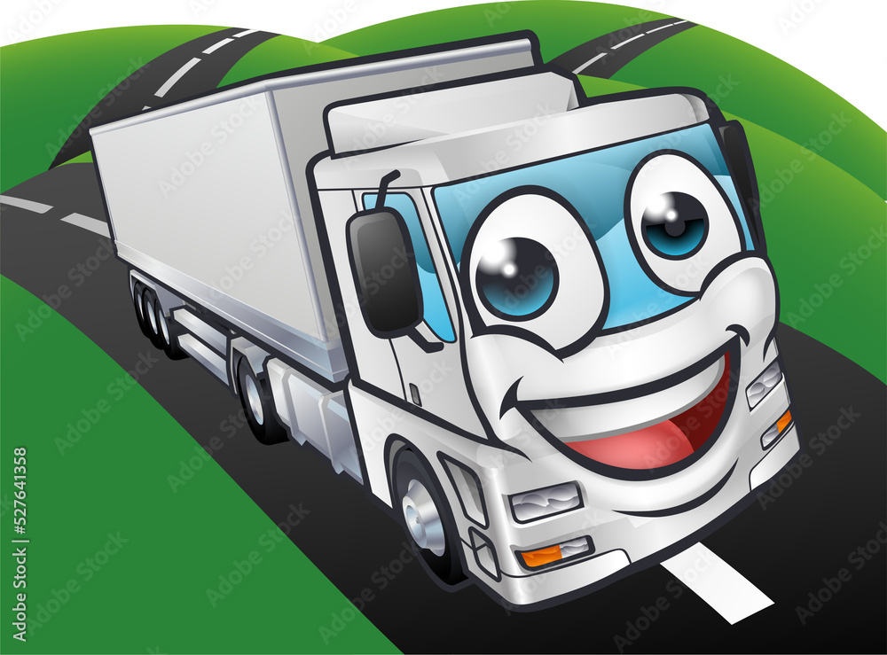 Cartoon Truck Lorry Mascot Character scene Stock Illustration Adobe Stock
