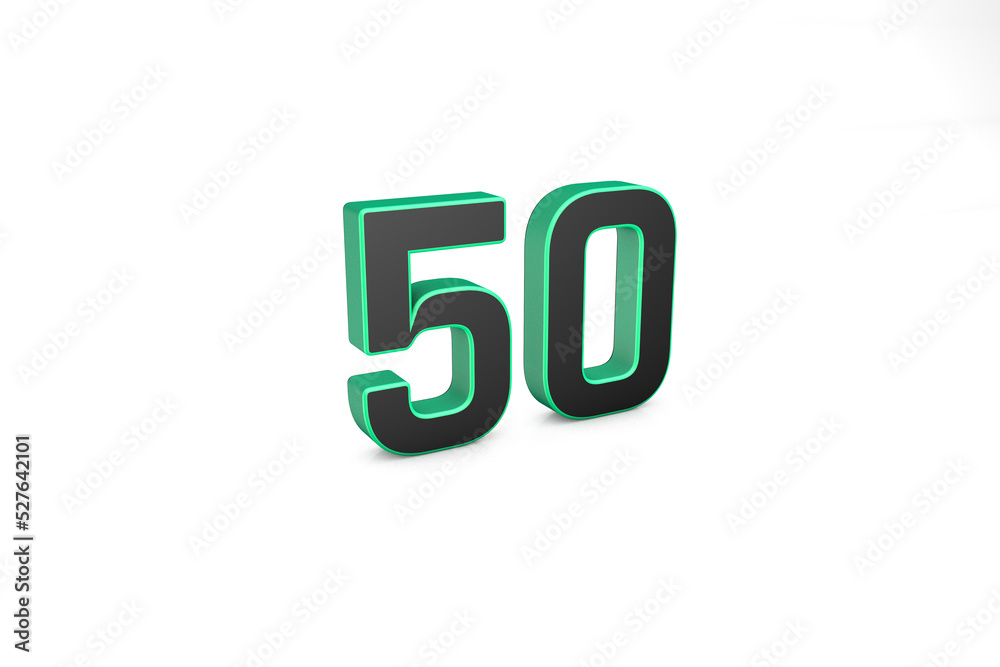 50 written fifty written 3D text in white background