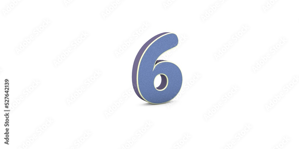 Six written 3D text in white background Six written 3D text in white background