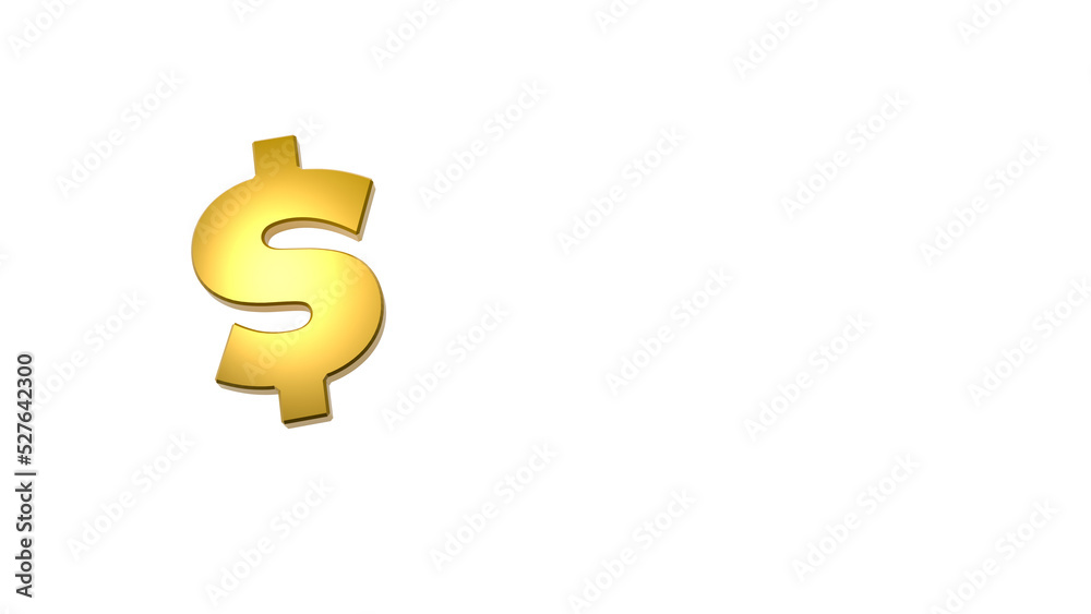Gold money symbol on a white background. 3d render. Gold money symbol on a white background. 3d render.