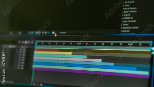 video editting timeline close up.