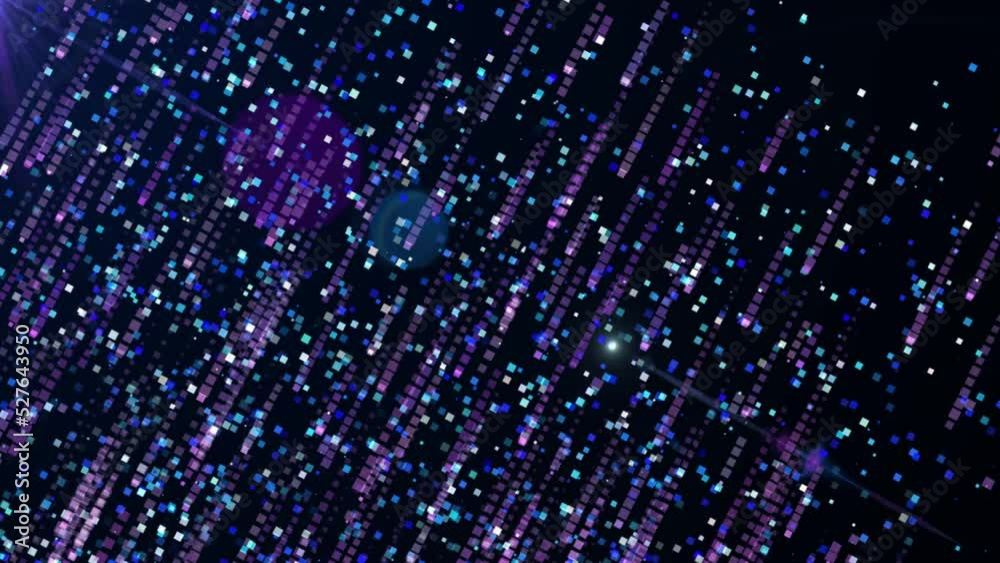 colorful square digital coding raining abstract animation particle background, speedy futuristic laster space technology cyber effect illustration.