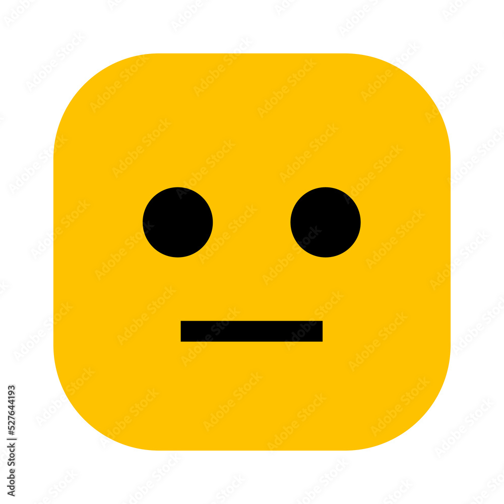 neutral face emoji in round corner rectangle shape and yellow color for emoticon and stickers design neutral face emoji in round corner rectangle shape and yellow color for emoticon and stickers design