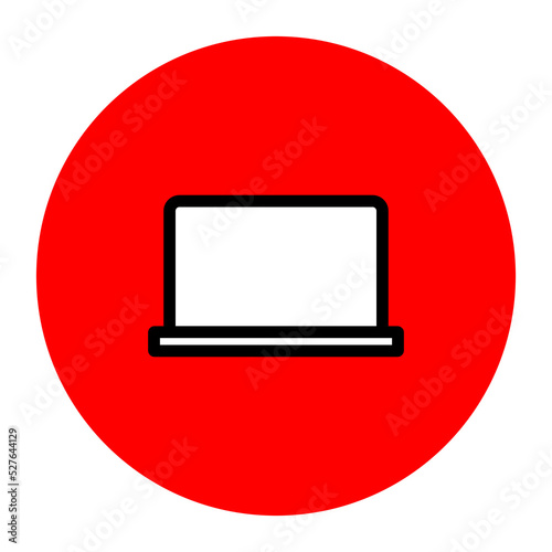laptop icon in red round shape design