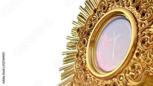 Jesus Christ in the monstrance present in the Sacrament of the Eucharist - 3D illustration