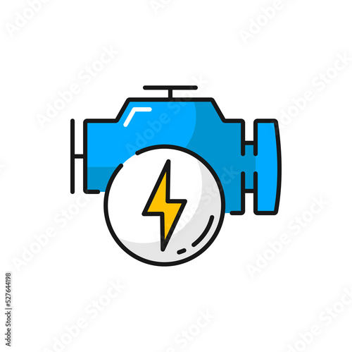 Electric car speed charging isolated color icon. Vehicle battery and thunder bolt energy power sign. Vector boost energy charging  flash sign