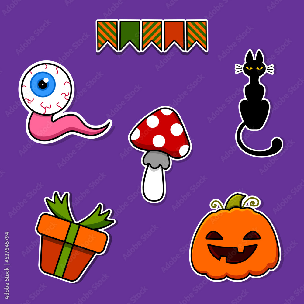 Fototapeta premium Cartoon illustration of Halloween stickers. Vector illustration