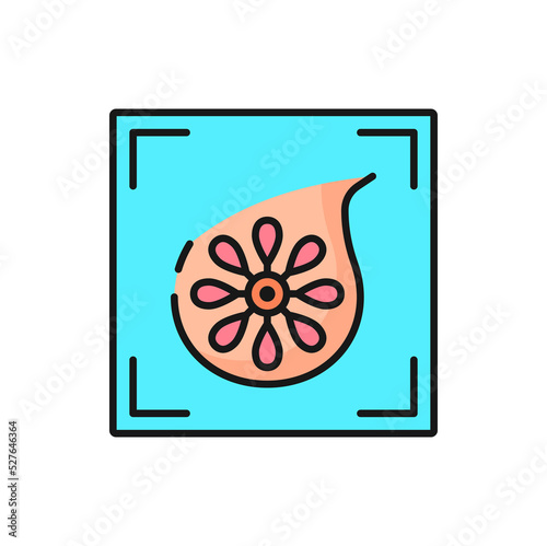 MRI scan diagnostics of breast, MRT tomography and radiology, vector color icon. CT or MRI or magnetic resonance imaging icon for breast cancer and woman health medical diagnostics