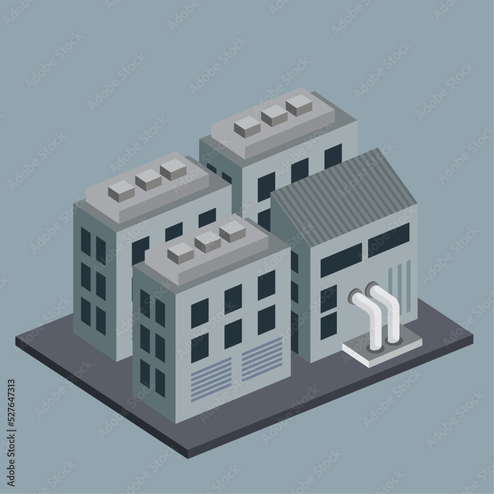 isometric industrial gray building isometric industrial gray building