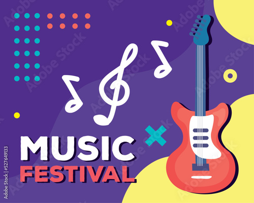 music festival lettering with electric guitar