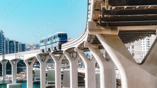 Monorail connects Palm Jumeirah to mainland. It is first monorail in Middle East. DUBAI, UAE photo