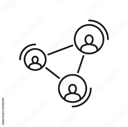 Affiliate marketing icon. Referral symbol vector outline icon. Partner program or network concept, group of people collaborating together