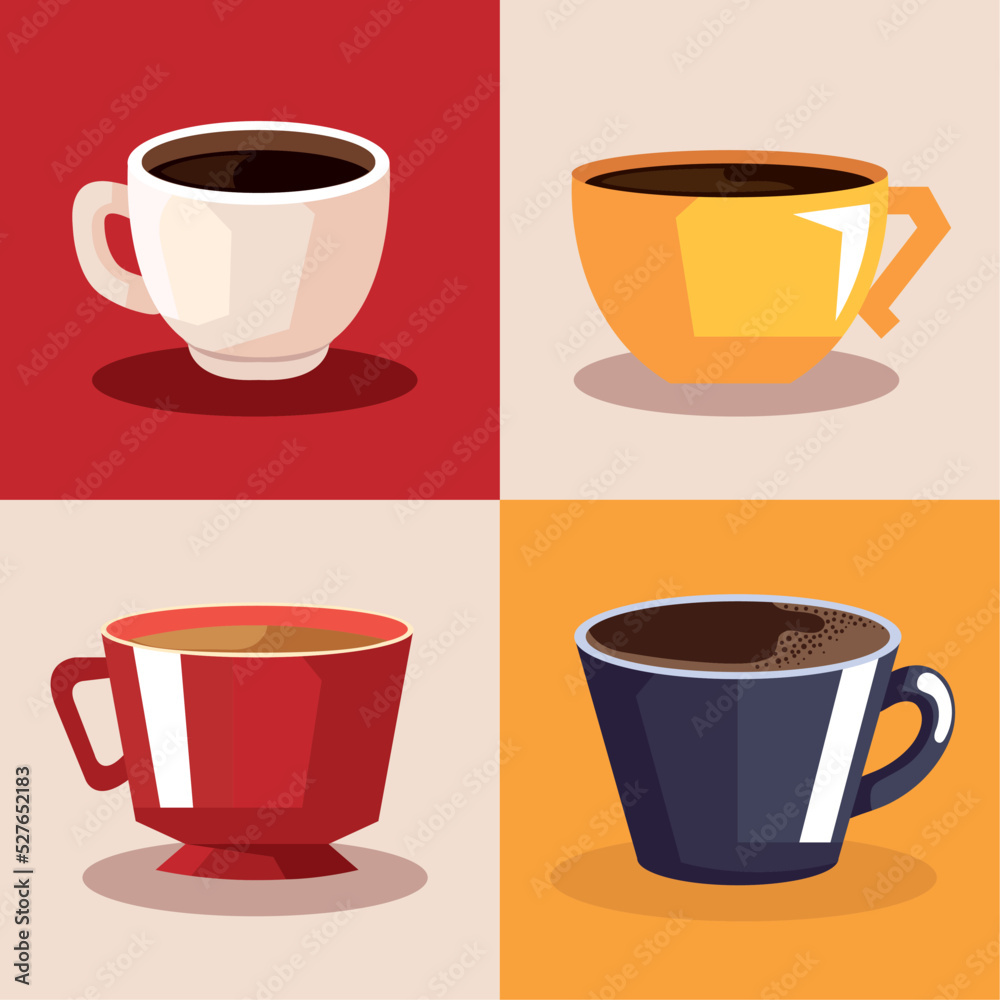 Obraz premium four coffee cups