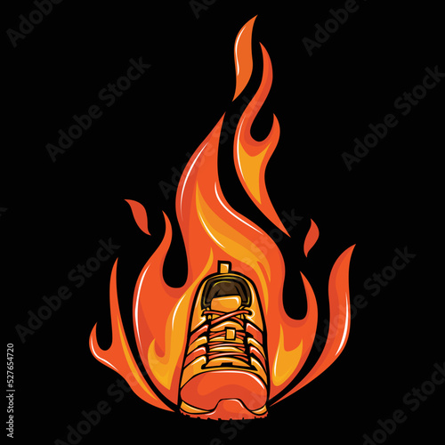 Vector illustration of burning shoes