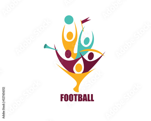 Illustration of football fans.Fan club logo.The concept of football 2022.Tournament in Qatar.