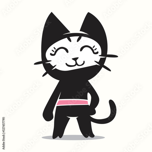 Cute ninja cat vector character illustration
