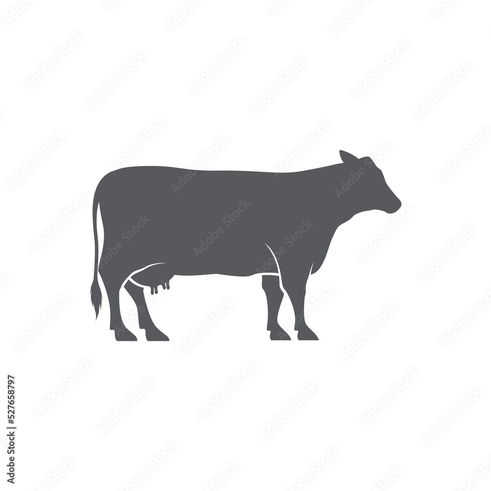 Cow or cattle Silhouette icon. Vector silhouette of cow. Farm logo design template. cattle icon. Black angus logo design template. Animal pictogram. Vector illustration Cow or cattle Silhouette icon. Vector silhouette of cow. Farm logo design template. cattle icon. Black angus logo design template. Animal pictogram. Vector illustration