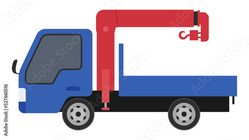 ユニック車_トラックのクレーン車のイラスト_青