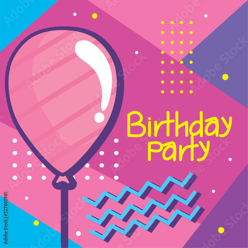 birthday party invitation with balloon helium