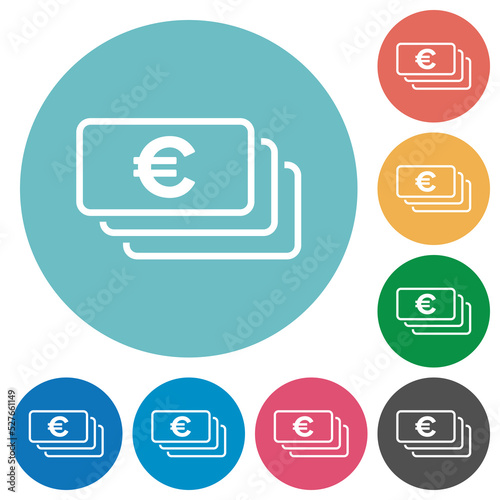 European Euro banknotes outline flat round icons