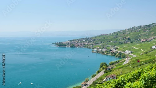 Wallpaper Mural Geneva lake and vineyard landscape- Lavaux in Switzerland Torontodigital.ca