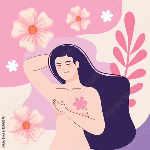 naked woman with flowers