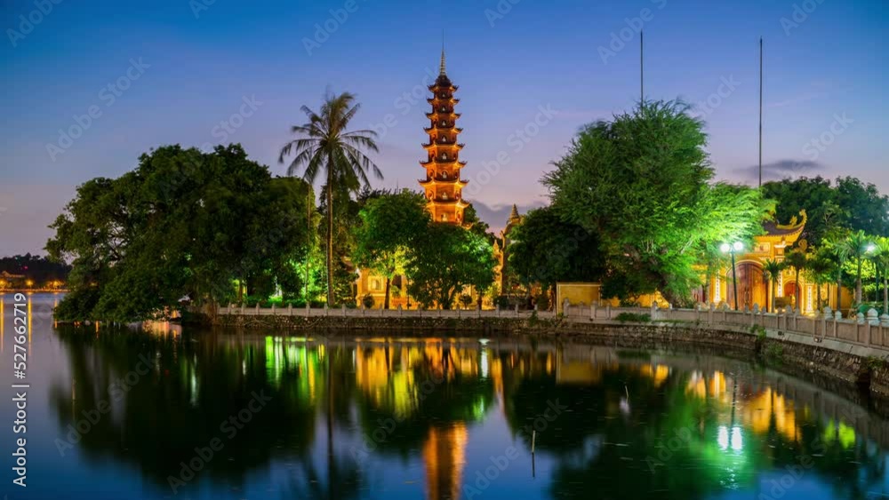 Time lapse of Tran Quoc Pagoda in West Lake, Hanoi, Vietnam.