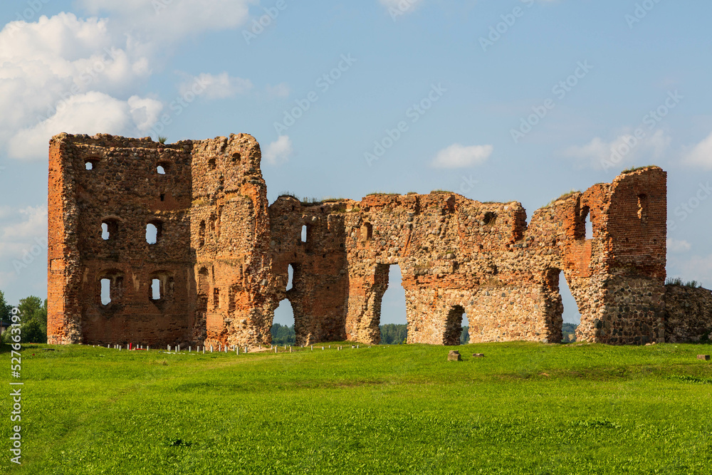 Ludza Medieval Castle Ruins on a Hill Between Big Ludza Lake and Small Ludza Lake. The Ruins of an Ancient Castle in Latvia