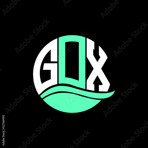 GOX logo monogram isolated on circle element design template, GOX letter logo design on black background. GOX creative initials letter logo concept. GOX letter design.
 photo