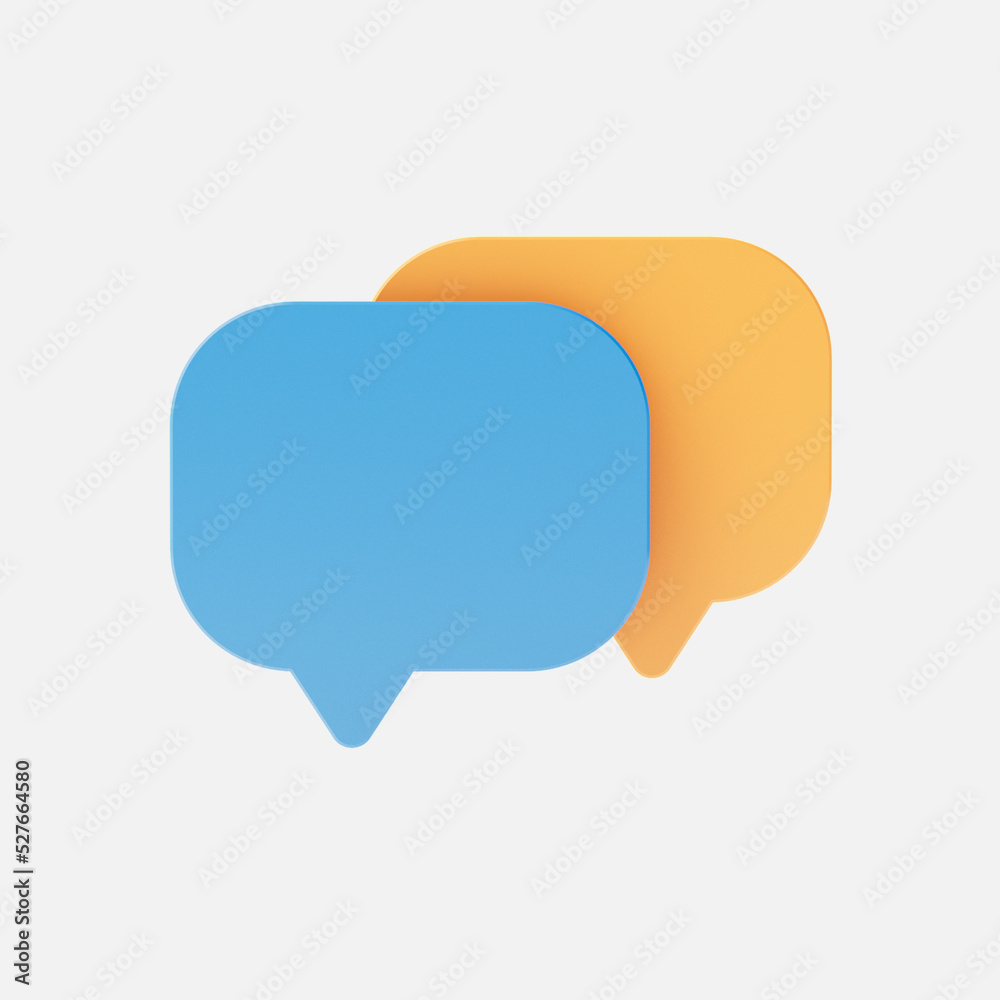 3D Blue and yellow mockup Speech bubble on white background. flying speech bubble icon. Isolated. 3d illustration 3D Blue and yellow mockup Speech bubble on white background. flying speech bubble icon. Isolated. 3d illustration