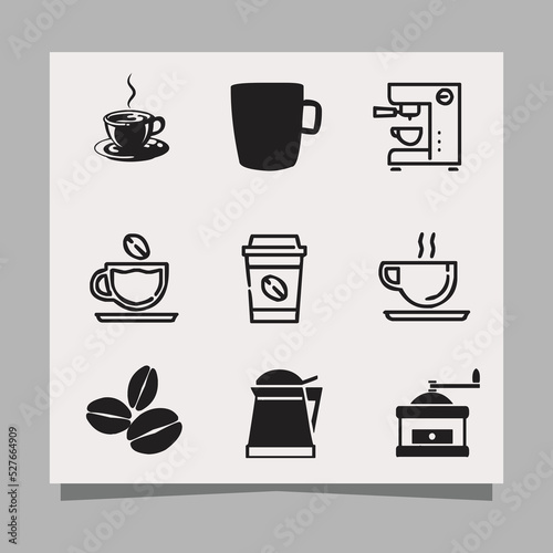 icons about coffee, coffee beans, coffee makers, coffee cups and others drawn on paper are very suitable for icons, flyers, social media and others