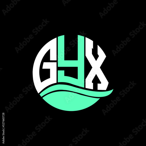 GYX logo monogram isolated on circle element design template, GYX letter logo design on black background. GYX creative initials letter logo concept. GYX letter design.
 photo