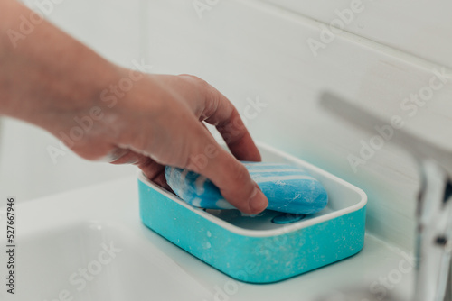 The Girl Washes Her Hands to Avoid Infection With the Virus COVID-19