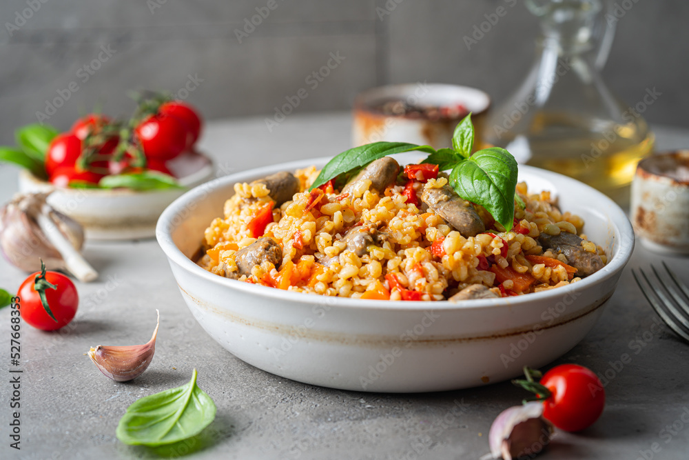 Bulgur with chicken hearts Bulgur with chicken hearts