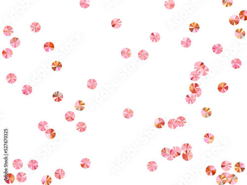 Rose gold beads confetti scatter vector composition. Birthday anniversary greeting card background. Bright glowing foil particles party decoration. Birthday celebration confetti.