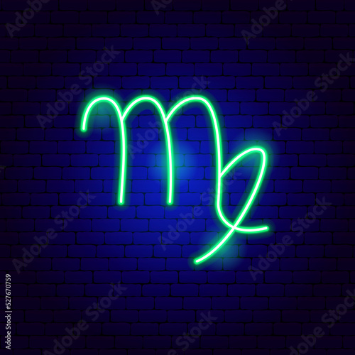 Virgo Zodiac Neon Sign. Vector Illustration of Horoscope Promotion.