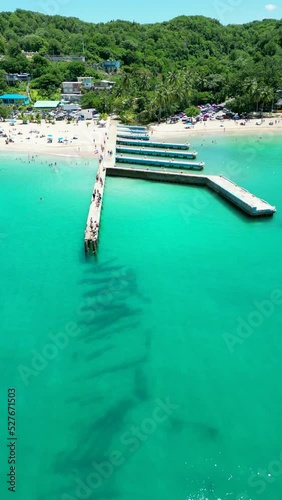 An aerial view of Crash Boat Beach, Aguadilla, Puerto Rico. A very popular beach for locals and tourists. photo