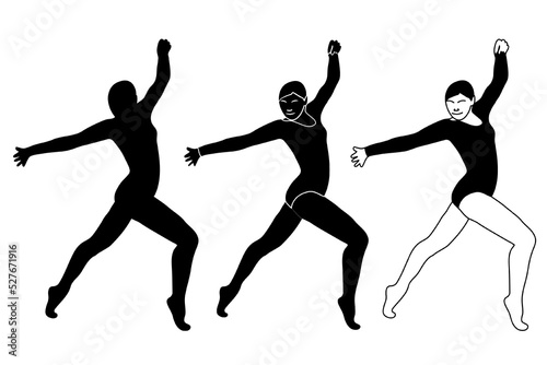 Flat design gymnast, gym girl  silhouette illustration. Gymnastics. Isolated vector