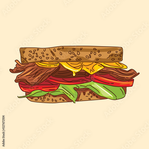 Delicious sandwich vector food illustration