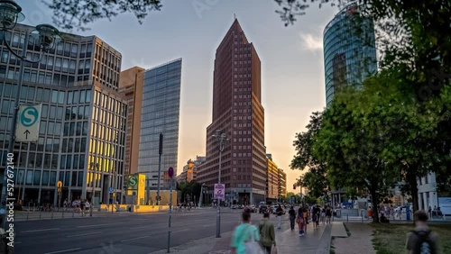 Berlin Potsdamer Platz, panoramic hyperlapse timelapse, Germany - 4k