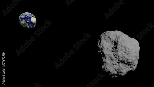 Vídeo planeta Tierra y asteroide, meteorito. cometa. 4K photo