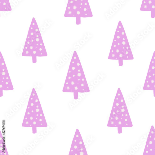 seamless pattern with tree, christmas pattern, pattern with purple christmas tree © Мария Гуцол