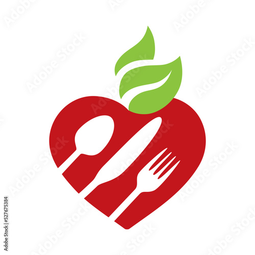 knife, fork and spun inside red heart